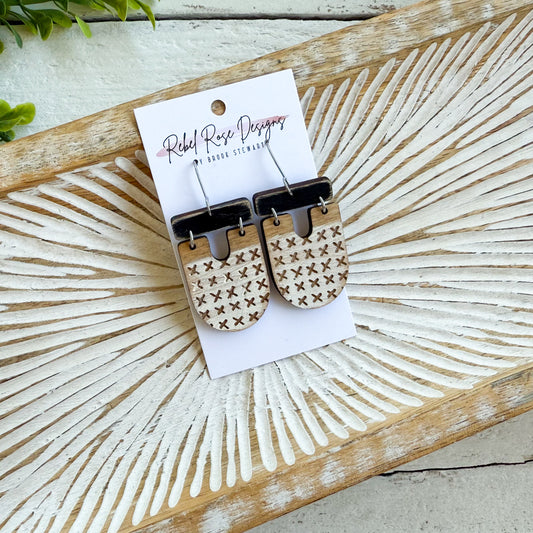 Upside Down Arch Earrings - X's - White