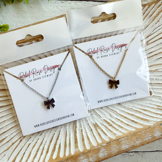 Stainless Steel Necklace - Itty Bitty Bows