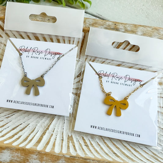 Stainless Steel Necklace - Coquette Bow
