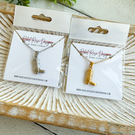 Stainless Steel Necklace - Cowboy Boot