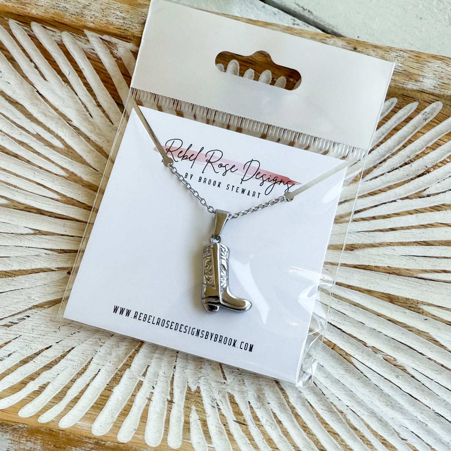 Stainless Steel Necklace - Cowboy Boot