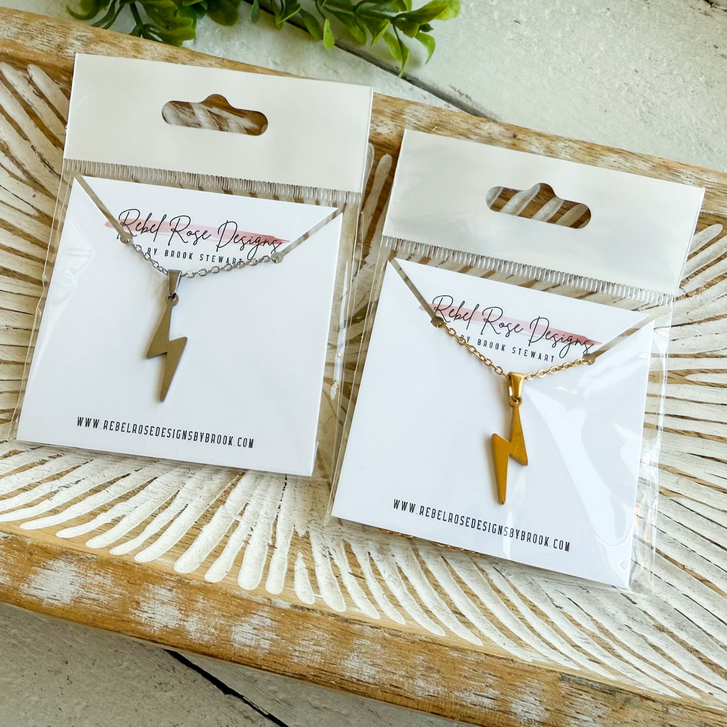 Stainless Steel Necklace - Lightning Bolt