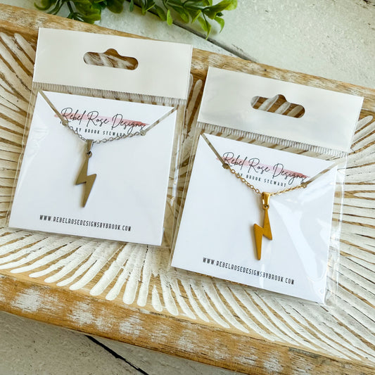 Stainless Steel Necklace - Lightning Bolt
