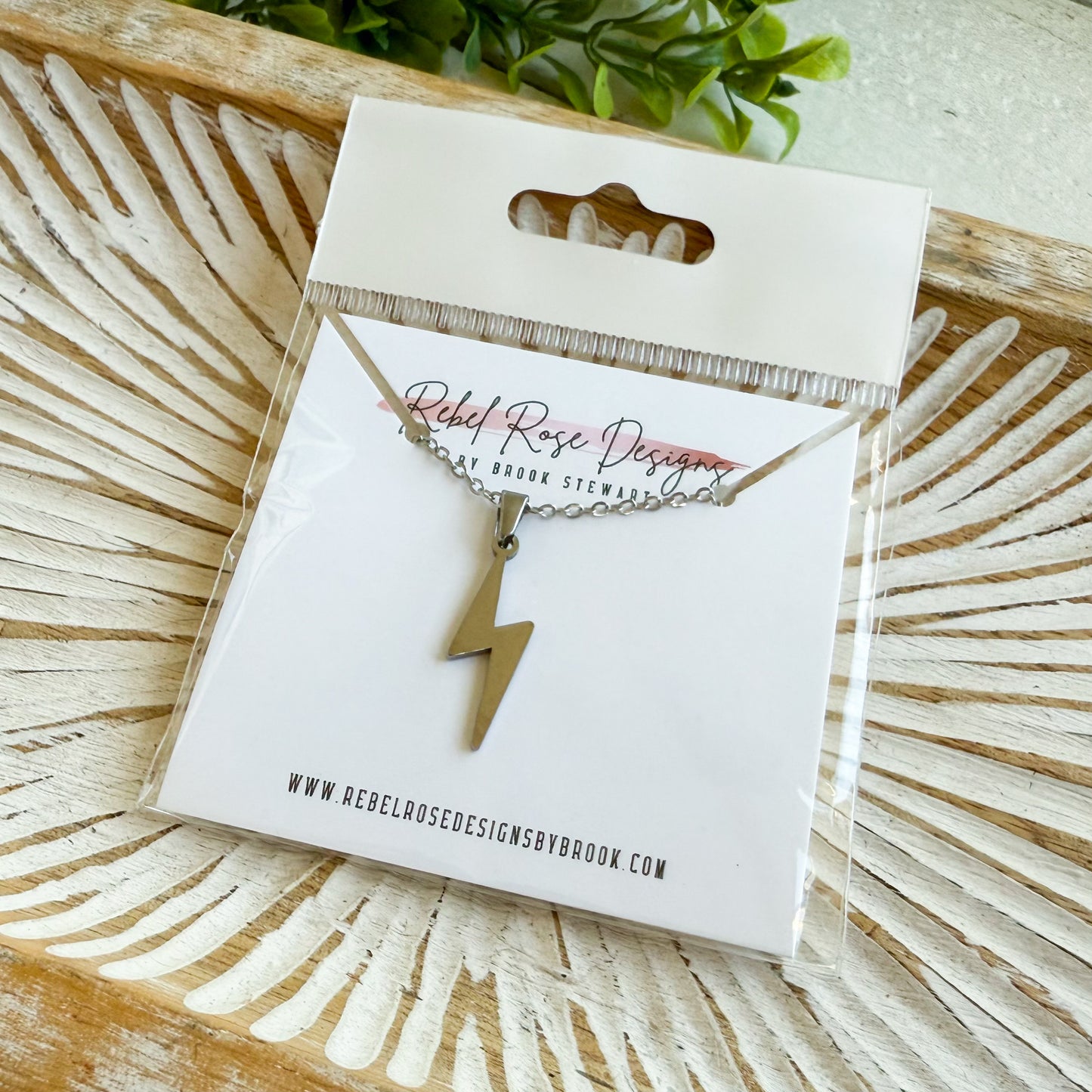 Stainless Steel Necklace - Lightning Bolt