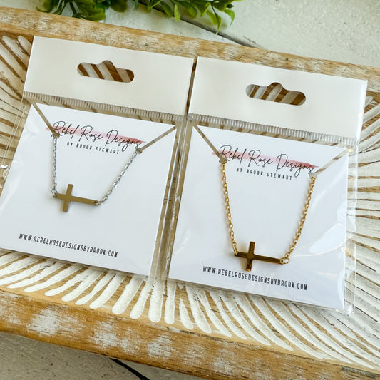 Stainless Steel Necklace - Tiny Cross